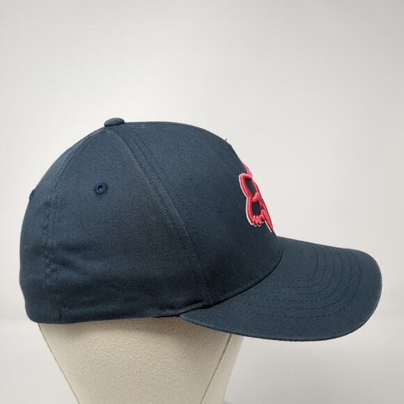 Fox Fitted 5 Panel Cap Blue Medium Embroidered Vented Holes Flexfit Cotton Blend - Picture 5 of 9